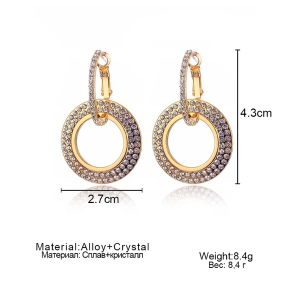 Beautiful Gold Tone Crystals Earrings - Picture 4 of 4